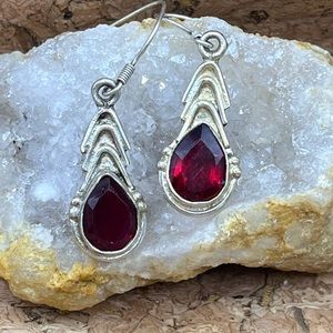 Silver and Garnet Earrings.